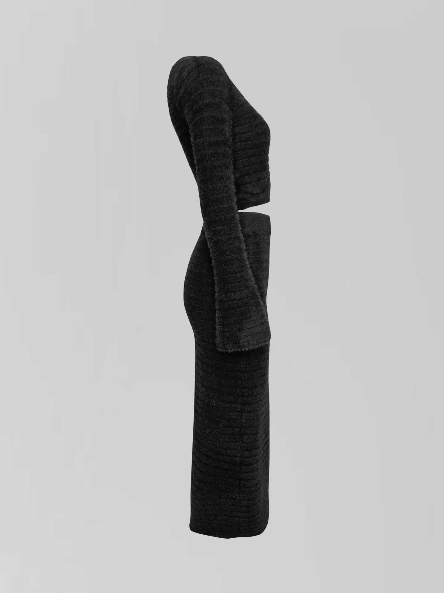 Костюм трикотажный 888 90222 однотонный из укороченного свитера и прямой юбки