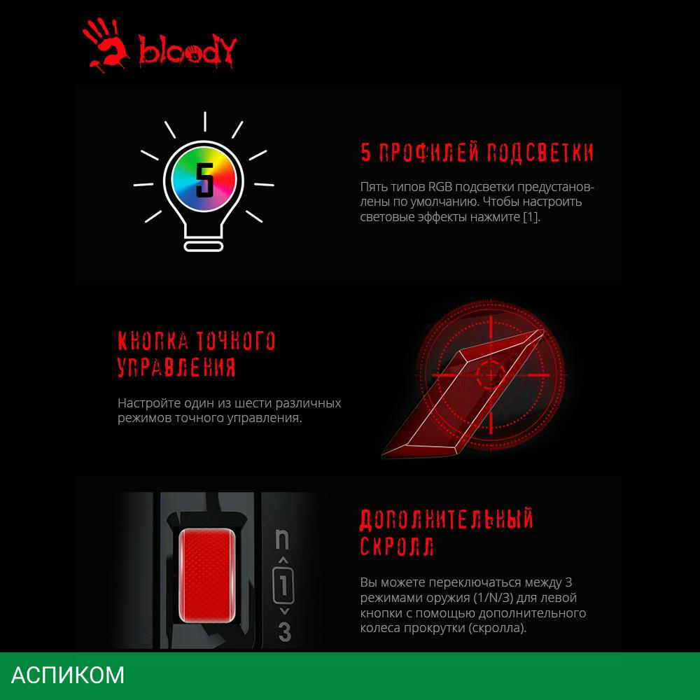 Мышь A4Tech Bloody W70 Max черный
