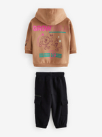 Толстовка с капюшоном и джоггеры в комплекте для мальчика Next B29-615, Бежевый, Черый