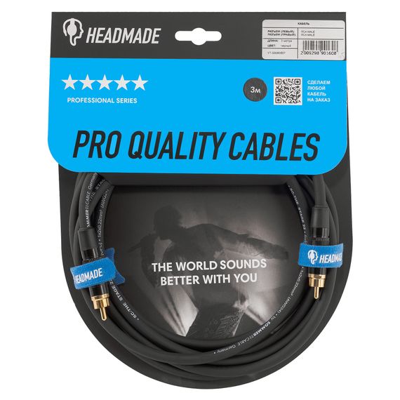 HeadMade Pro for Subwoofer RCA - RCA Black 3m