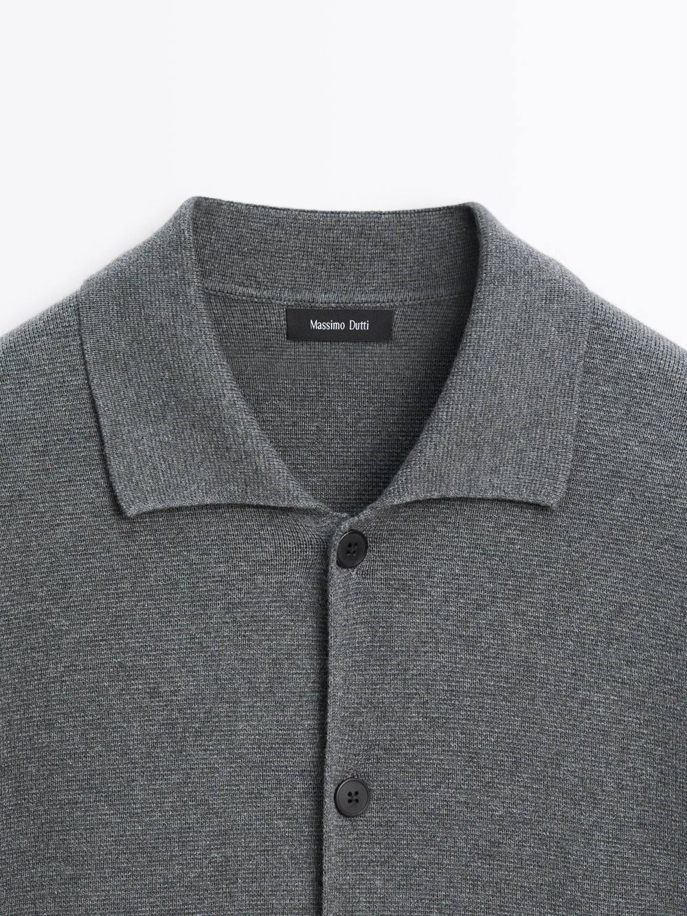 Massimo Dutti Вязаный кардиган из хлопка на пуговицах, серый