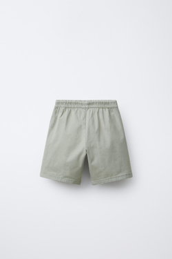 ZARA ШОРТЫ-БЕРМУДЫ ИЗ ВЫСОКОТЕХНОЛОГИЧНОЙ ТКАНИ С НАДПИСЬЮ, СВЕТЛО-БЕЖЕВЫЙ