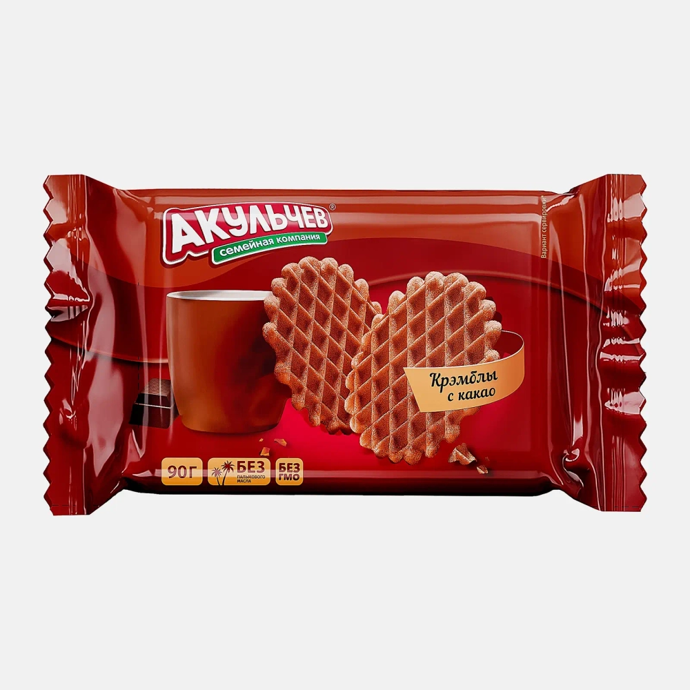 Вафли Крэмблы с какао Акульчев 90г