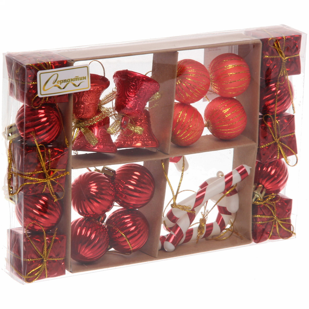 Набор украшений «Сказочная зима» 20*13,7*3 см (24 предмета), Красный