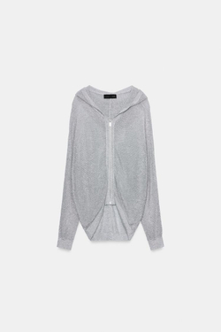 ZARA ХУДИ С МЕТАЛЛИЗИРОВАННОЙ НИТЬЮ, СЕРЕБРИСТЫЙ