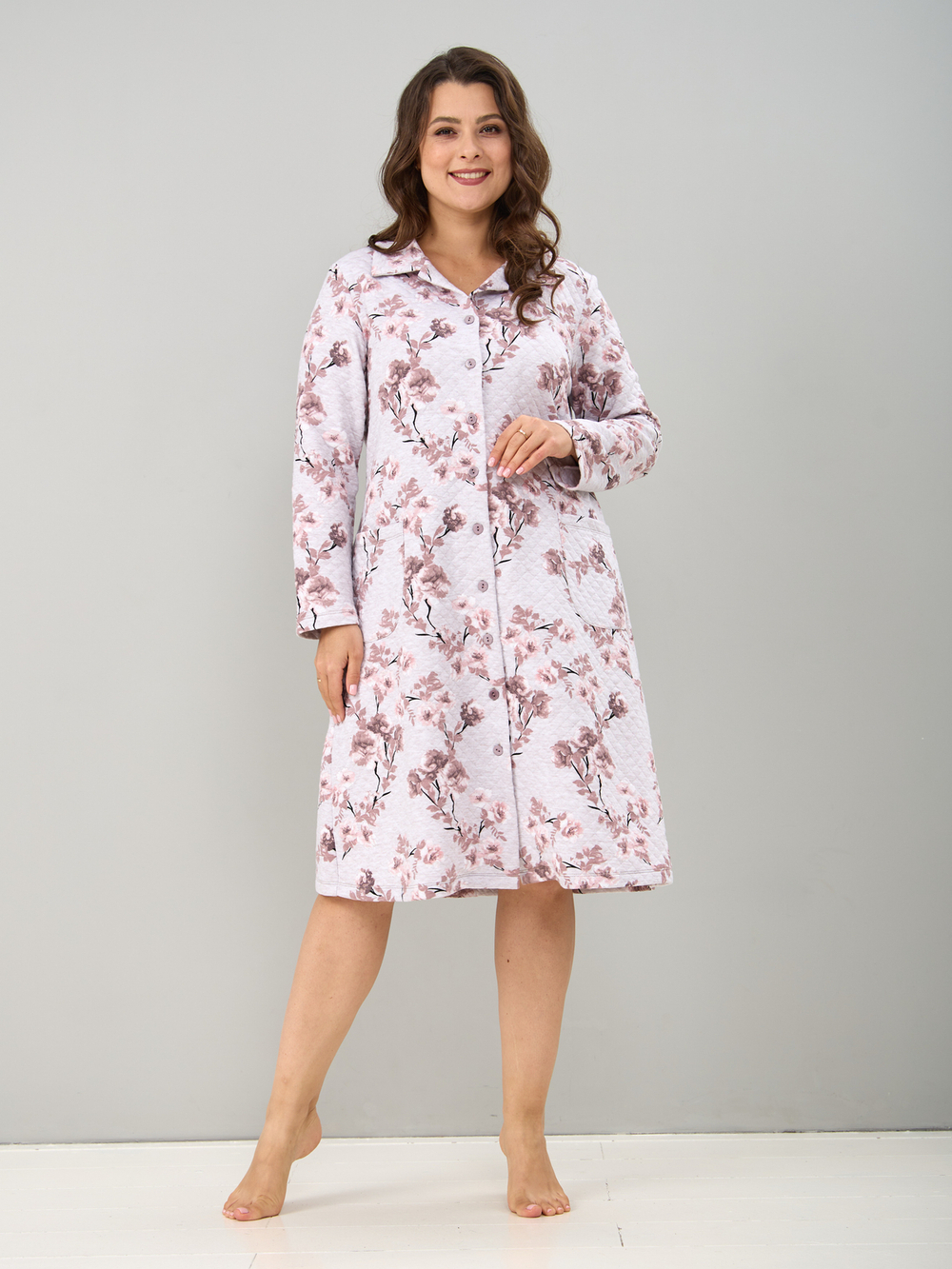 Халат Х-252/бежмеланж-кофецветы