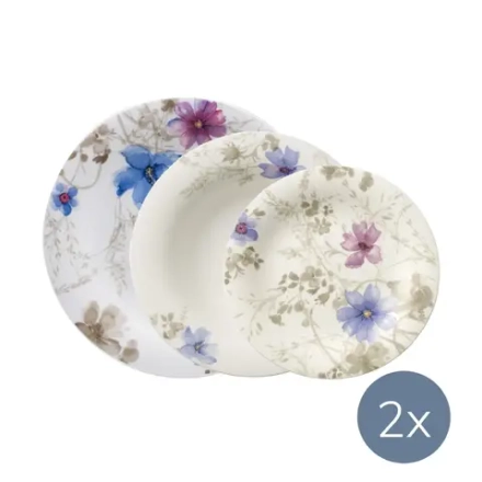 Villeroy & Boch Mariefleur Gris Базовый набор тарелок на 2 персоны 10-4104-2620 + 10-4104-2700 + 10-4104-2640