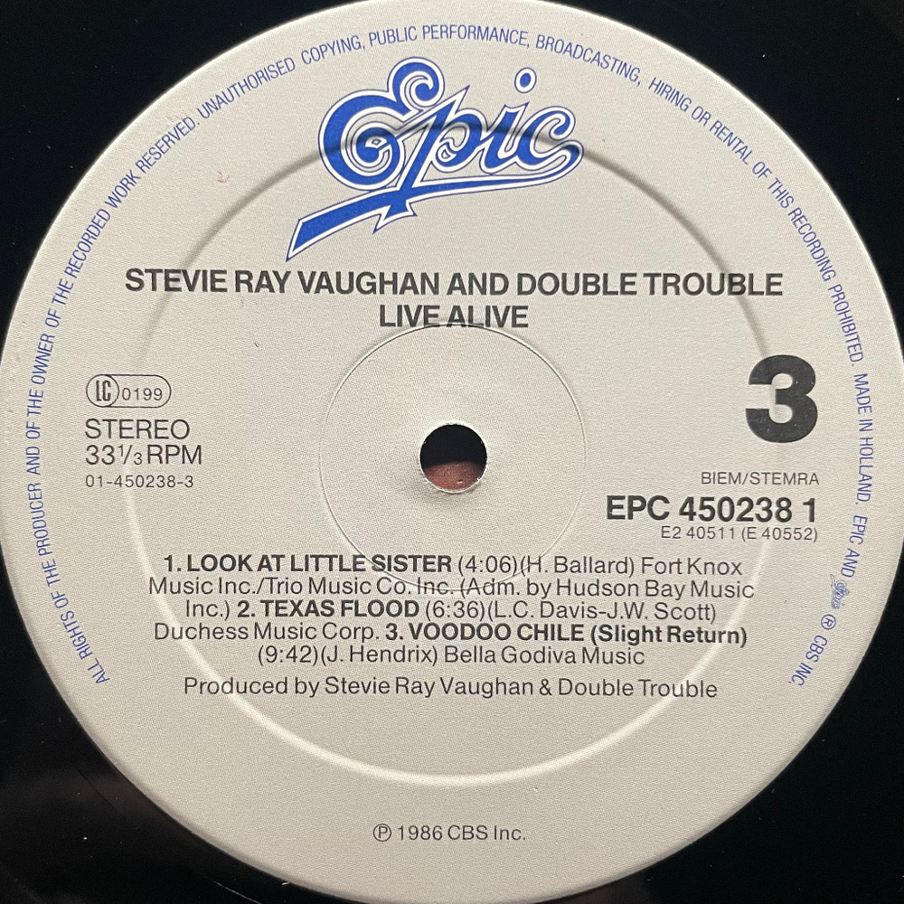 Stevie Ray Vaughan And Double Trouble – Live Alive 2LP (Голландия 1986г.)
