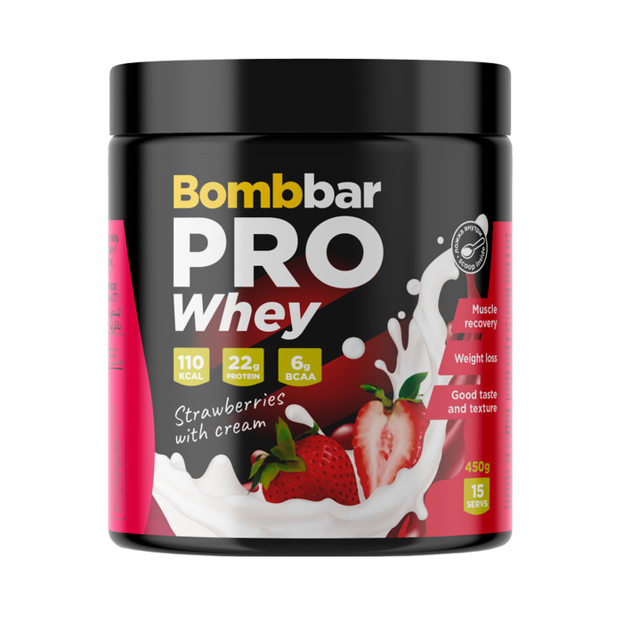 Протеин &quot;Клубника со сливками&quot;, Whey Protein Pro Strawberries with Cream, Bombbar, 450 г