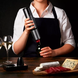 Штопор электрический и обрезатель фольги Peugeot Elis Touch темно-серый в подарочной упаковке