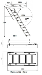 Деревянная чердачная лестница ЧЛ-22 600х1200