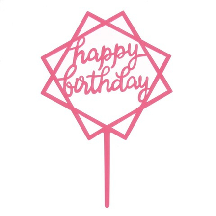 Топпер «HAPPY BIRTHDAY», фигурный розовый