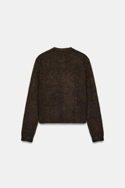 ZARА КАРДИГАН С ПУГОВИЦАМИ-ШАРИКАМИ, КОРИЧНЕВЫЙ МЕЛАНЖ