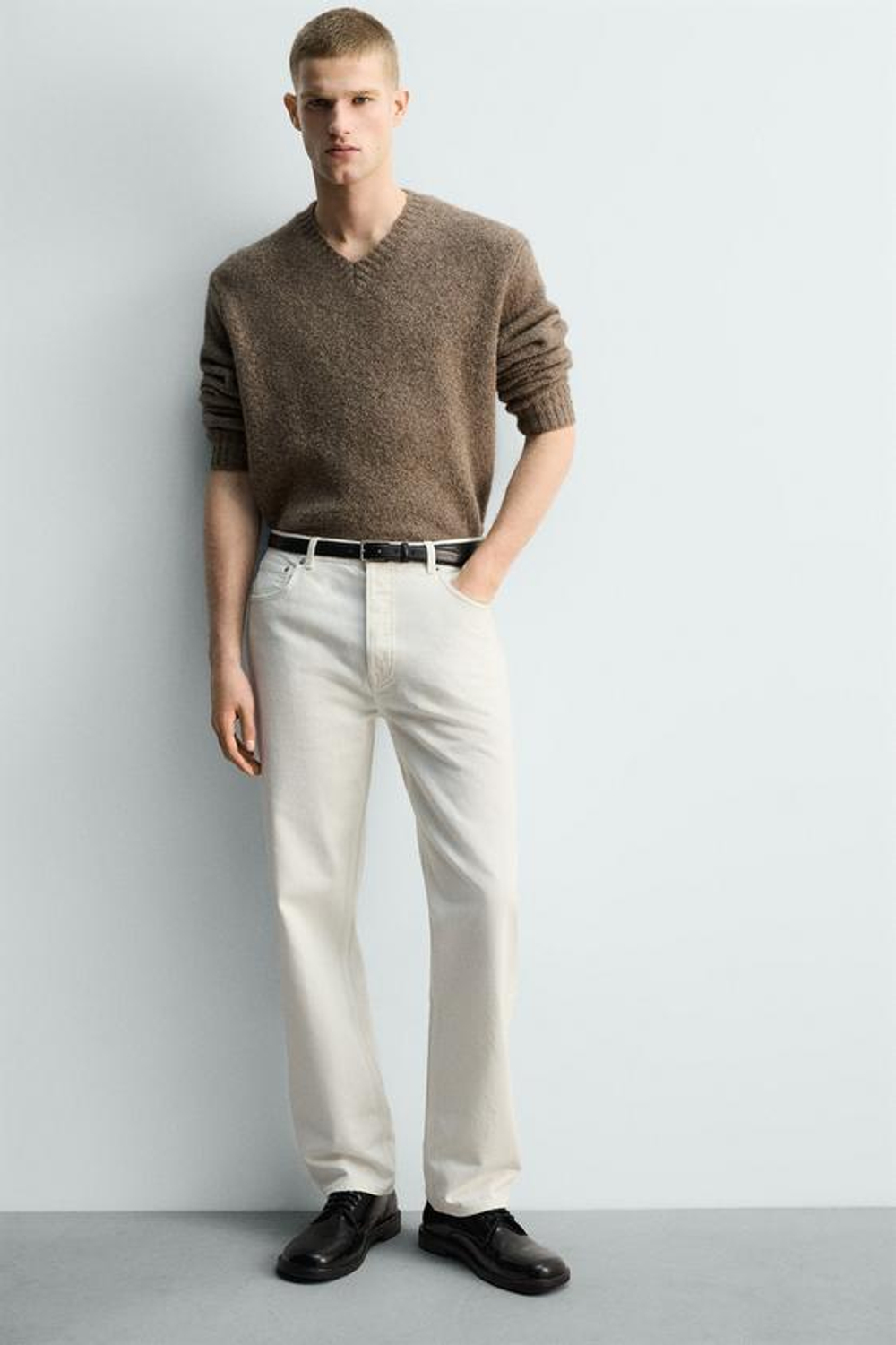 ZARA ДЖИНСЫ STRAIGHT FIT, БЕЛЫЙ