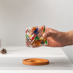 Стакан Олд Фэшн 275 мл Mosaic Square крутящийся на дерев. подставке UTOPIA COCKTAIL Barbossa [1]