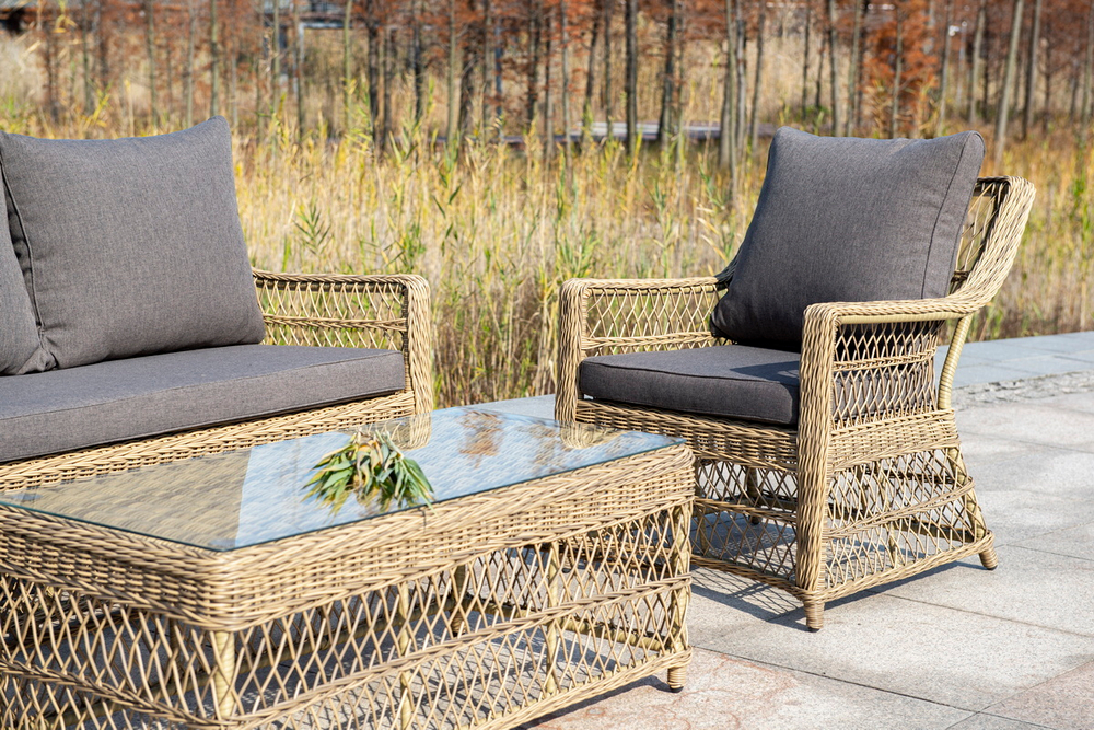 "Гранд Латте" стол журнальный из искусственного ротанга, цвет соломенный