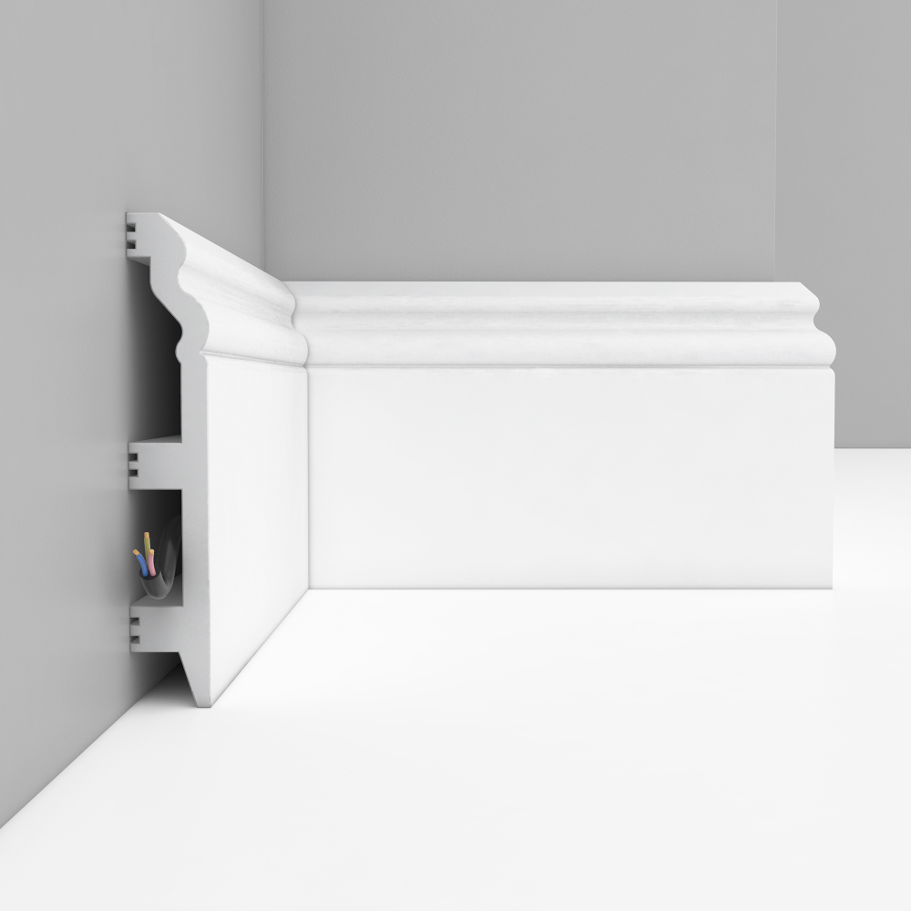 Плинтус напольный дюрополимер под покраску D233 120×23×2000 мм DecoMaster