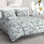 Перкаль (220 см), Нежные цветы на голубом