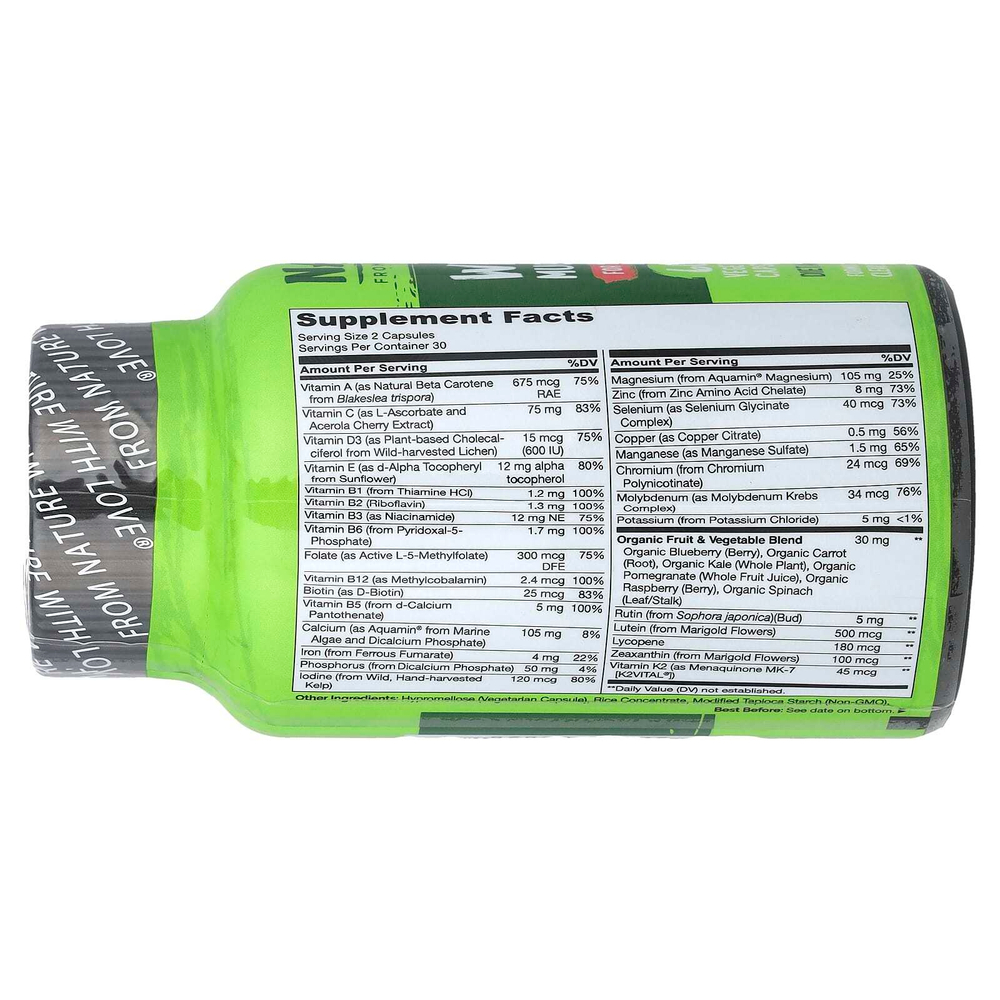NATURELO, мультивитамины из цельных продуктов для подростков, 60 растительных капсул