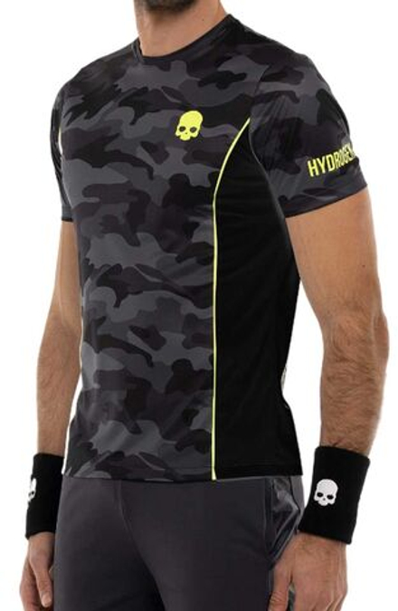 Мужская теннисная футболка Hydrogen Camo Tech T-Shirt - черный, серый, желтый