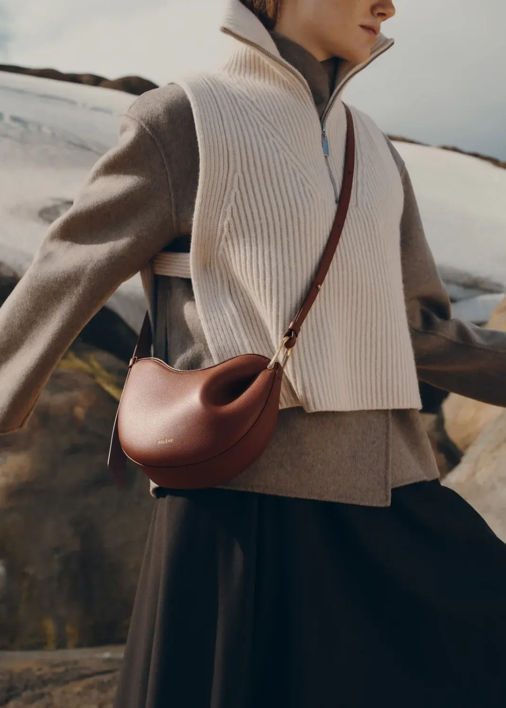 POLENE СУМКА TONCA, КОНЬЯЧНЫЙ