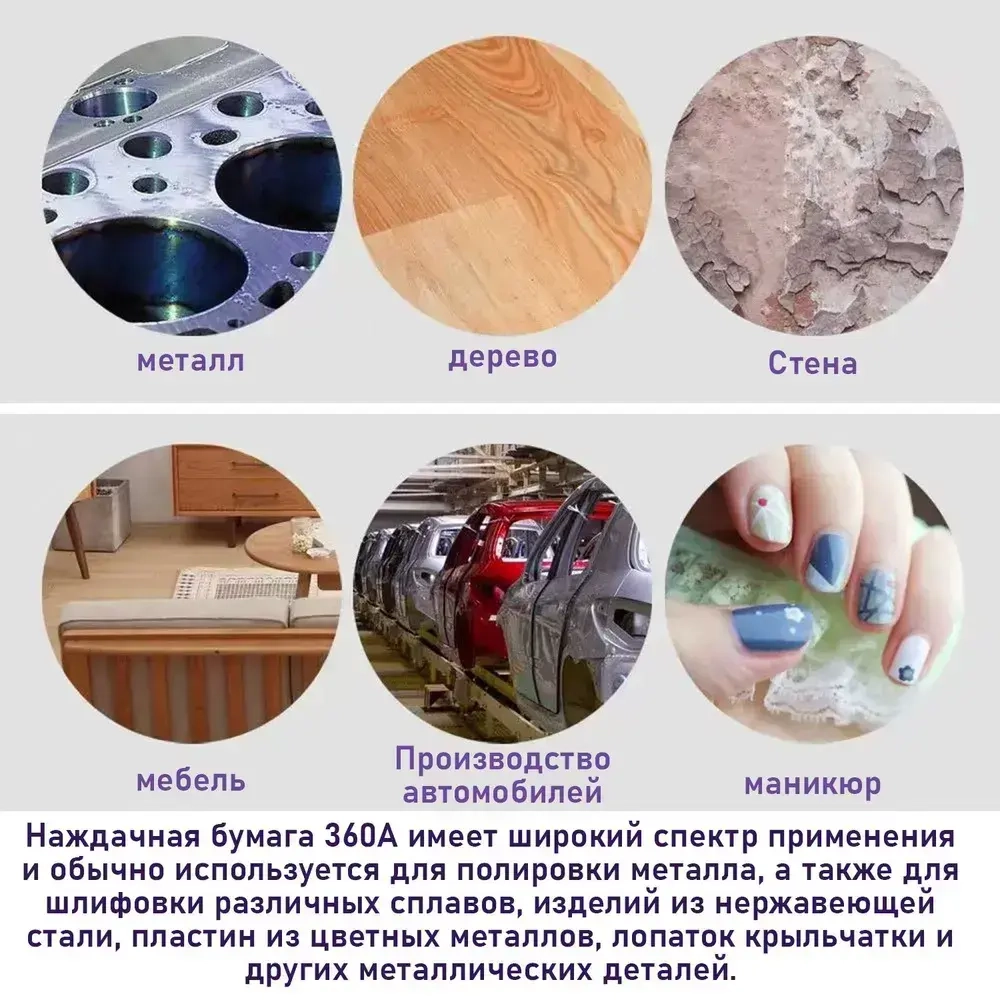 Набор наждачных шлифовальных кругов 125мм на липучке 50 шт набор / Диски шлифовальные микс Р180,P240,P320,P400,P600