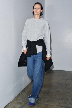 ZARA ФУТБОЛКА ОВЕРСАЙЗ С ДЛИННЫМИ РУКАВАМИ, СЕРЫЙ МЕЛАНЖ