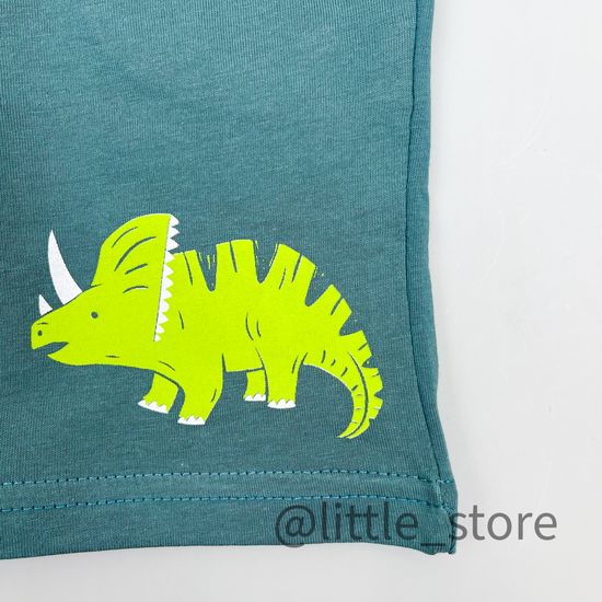 Шорты "Динозавры" хлопковые, Темный малахит