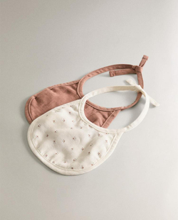 ZARA HOME ДЕТСКИЙ НАГРУДНИК С ЦВЕТОЧНЫМ ПРИНТОМ (2 ШТ.), ЭКРЮ