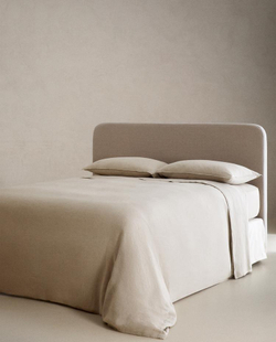 ZARA HOME ОДНОТОННЫЙ ЛЬНЯНОЙ ПОДОДЕЯЛЬНИК, СВЕТО-БЕЖЕВЫЙ