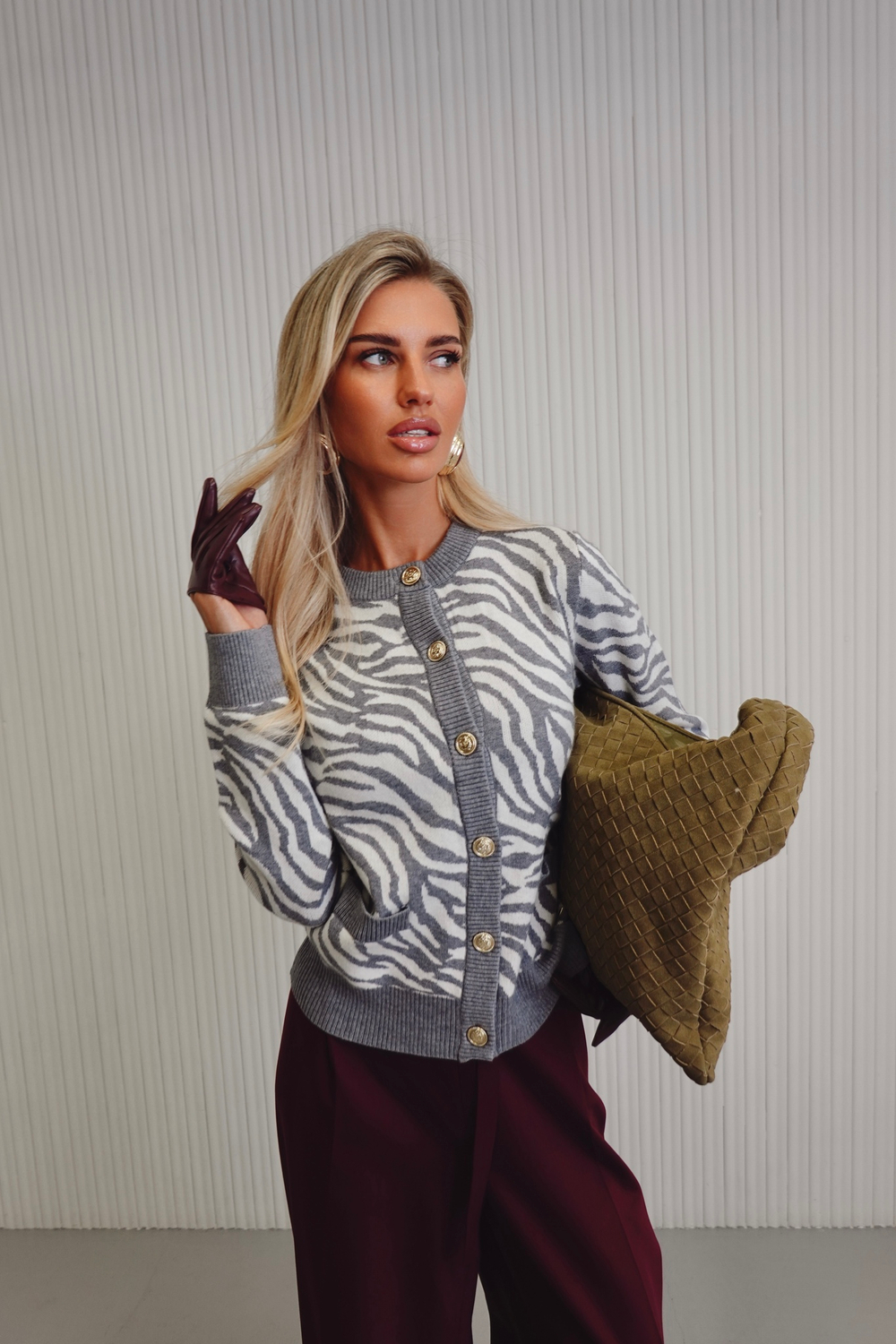 Кардиган из пряжи с кашемиром с принтом