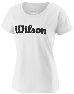 Женская футболка теннисная Wilson W Uwii Script Tech Tee - white/black