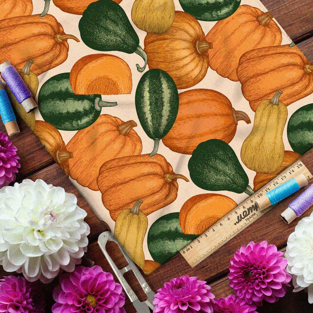 Ткань оксфорд 600 разноцветные тыквы