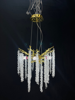 Люстра подвесная светодиодная Lanbos, 6 ламп Е14, 42 Вт, золото