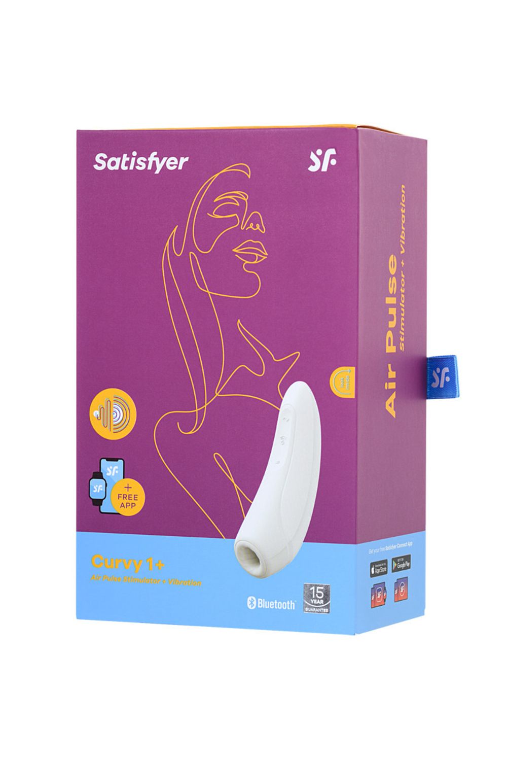 Вакуум-волновой бесконтактный стимулятор клитора Satisfyer Curvy 1+, силикон, белый, 14,3 см.