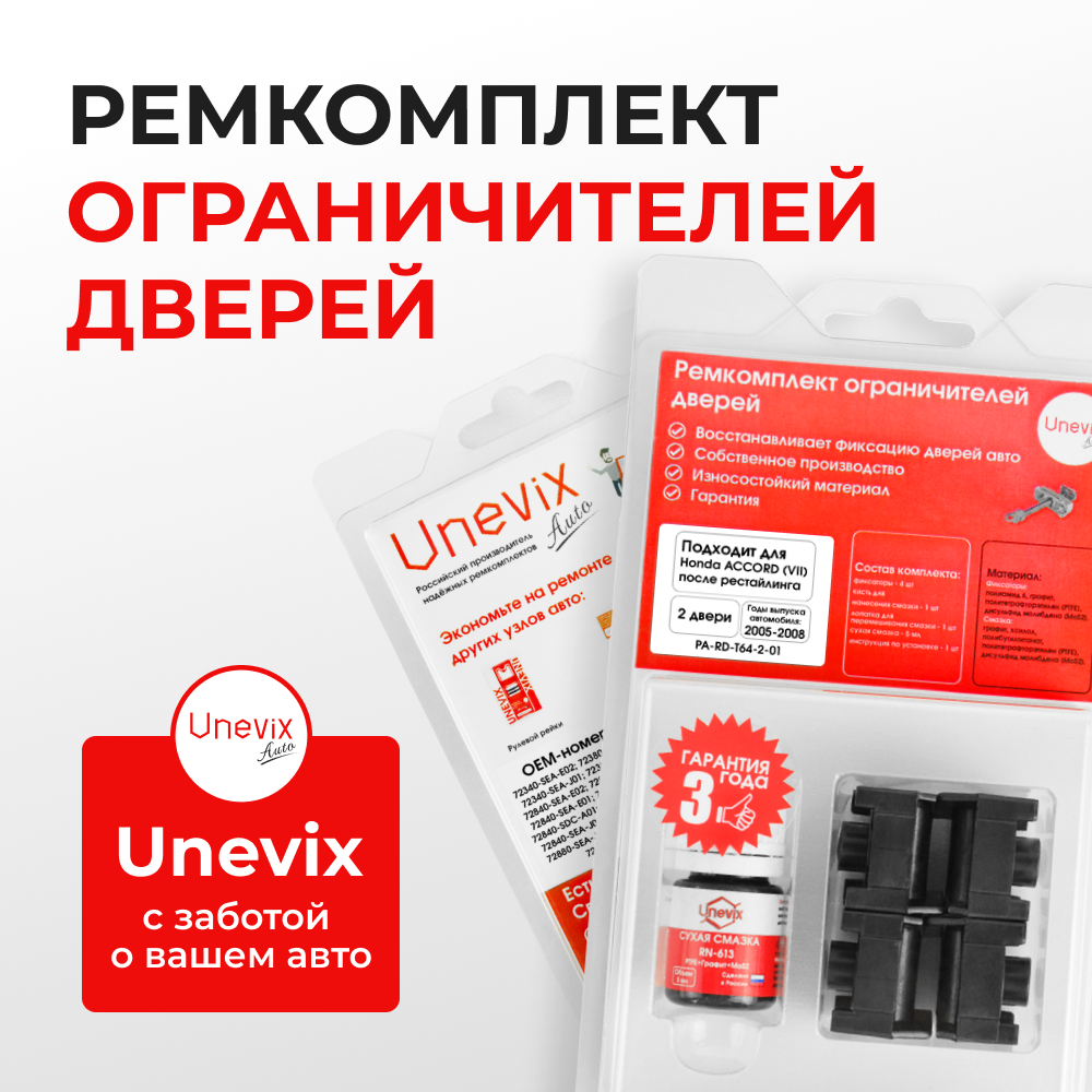 Ремкомплект ограничителей дверей Honda ACCORD (VII) после рестайлинга (Япония и Европа) CL7; CL8; CL9; CM1; CM2 (2 двери, тип 64) 2005-2008