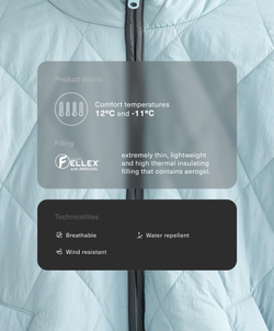 Oysho Водоотталкивающая стеганая куртка FELLEX® с AEROGEL, пыльно-синий