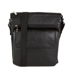 Мужская небольшая наплечная чёрная сумка-планшет из искусственной кожи COSCET M-MC-9