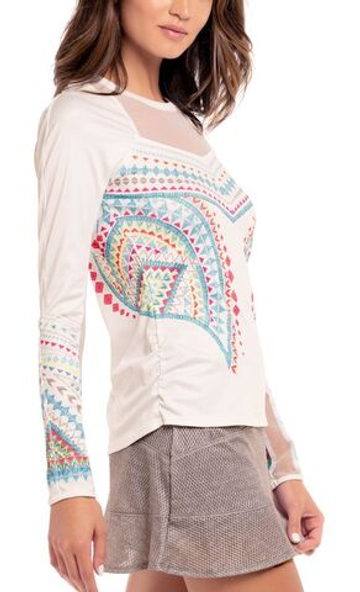 Женская теннисная футболка с длинным рукавом Lucky in Love Desert Vibes Long Sleeve - white