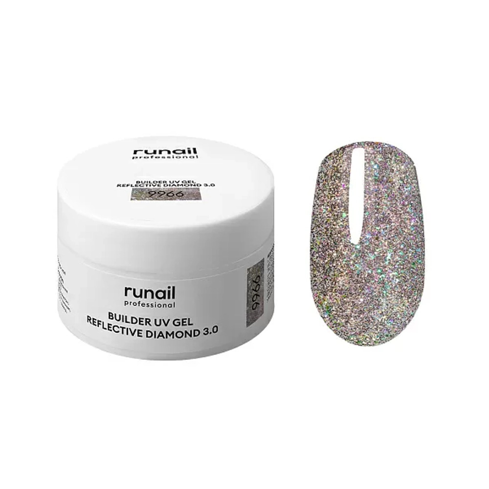 Моделирующий УФ-гель светоотражающий BUILDER UV GEL REFLECTIVE DIAMOND 3.0, 15г №9966