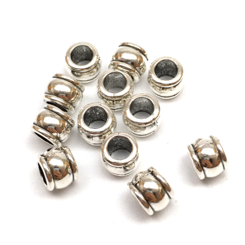 Бусины для украшений 7х6 мм (10 шт), под серебро