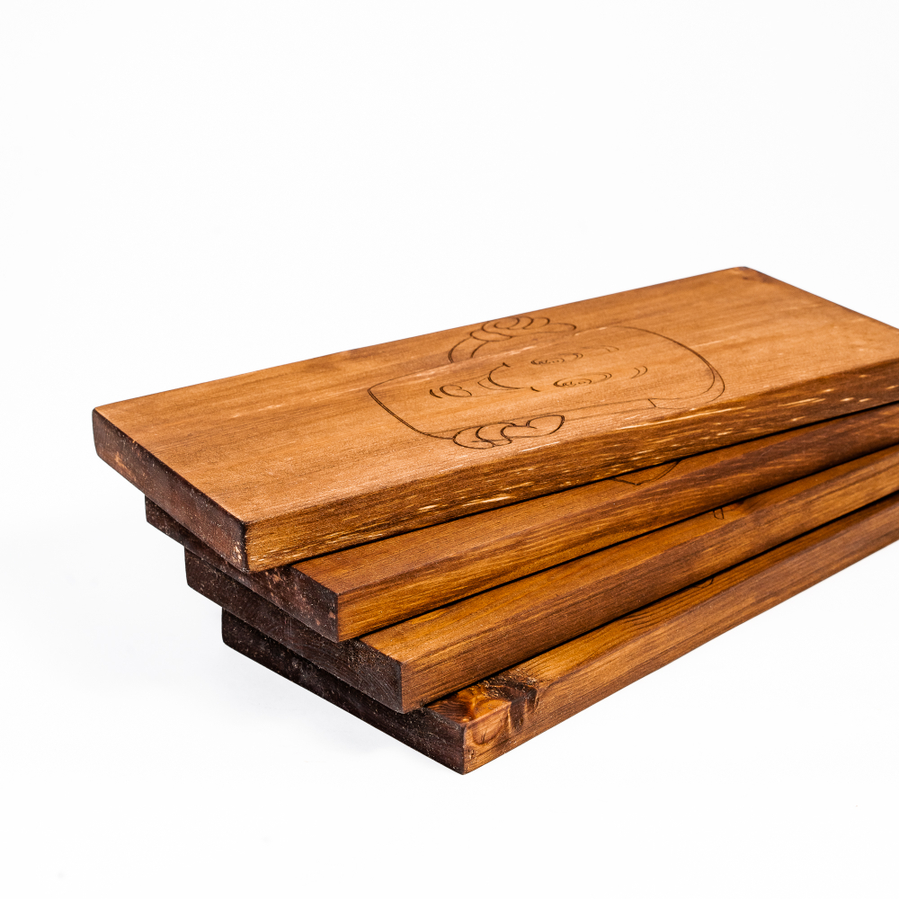 Деревянные разделочные доски 4 шт. из сибирского кедра с гравировкой RDN23
