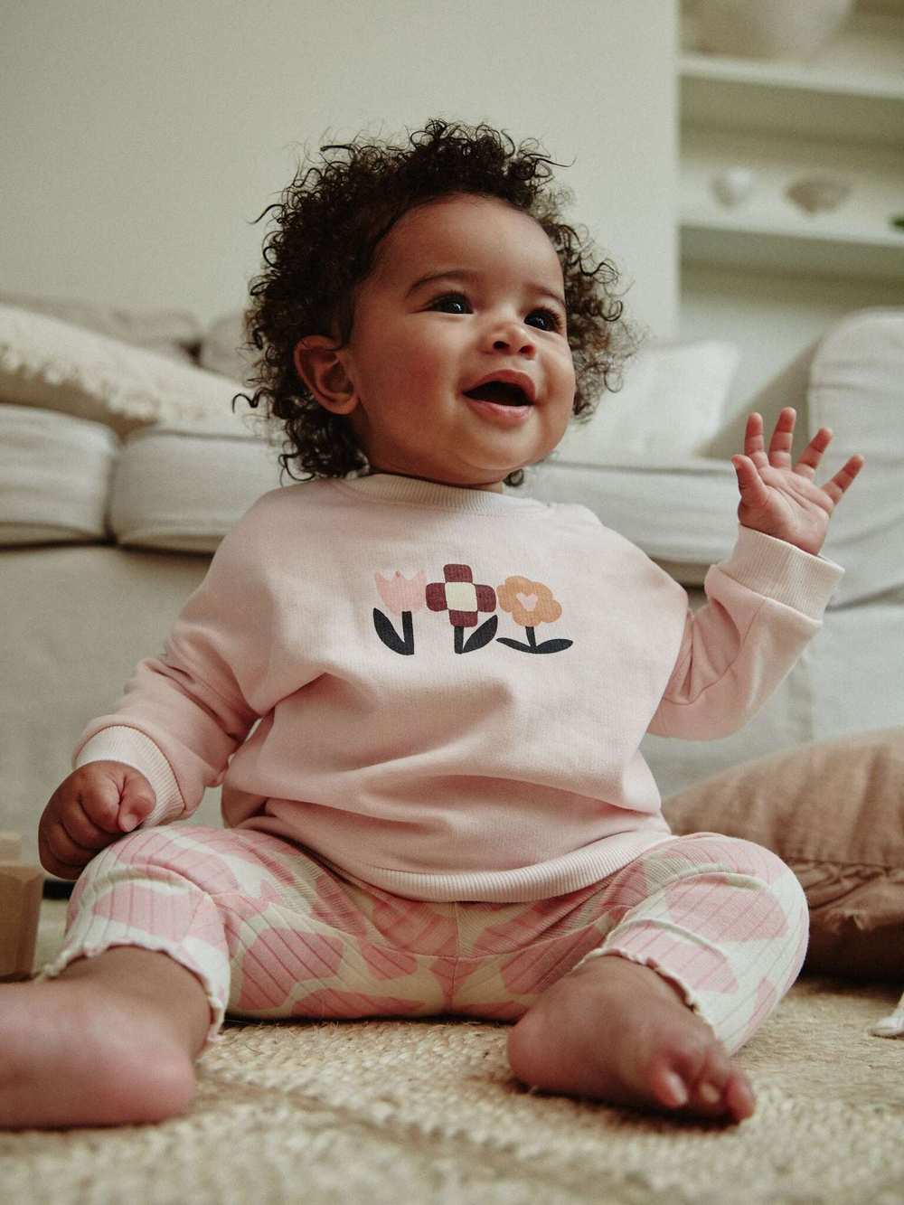 Толстовка и легинсы в комплекте для малышей Next Q94-955, Розовый, Серый