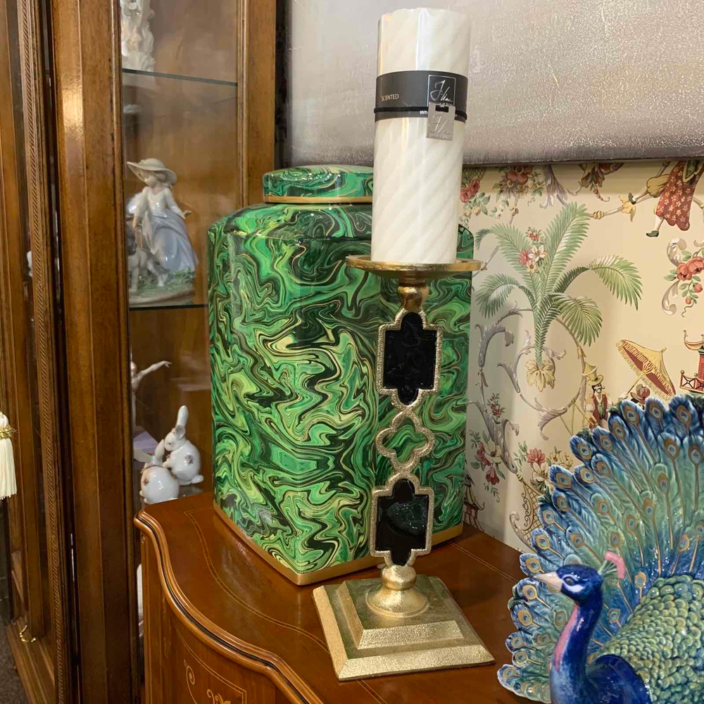 Подсвечник чёрно-золотой, 36 см