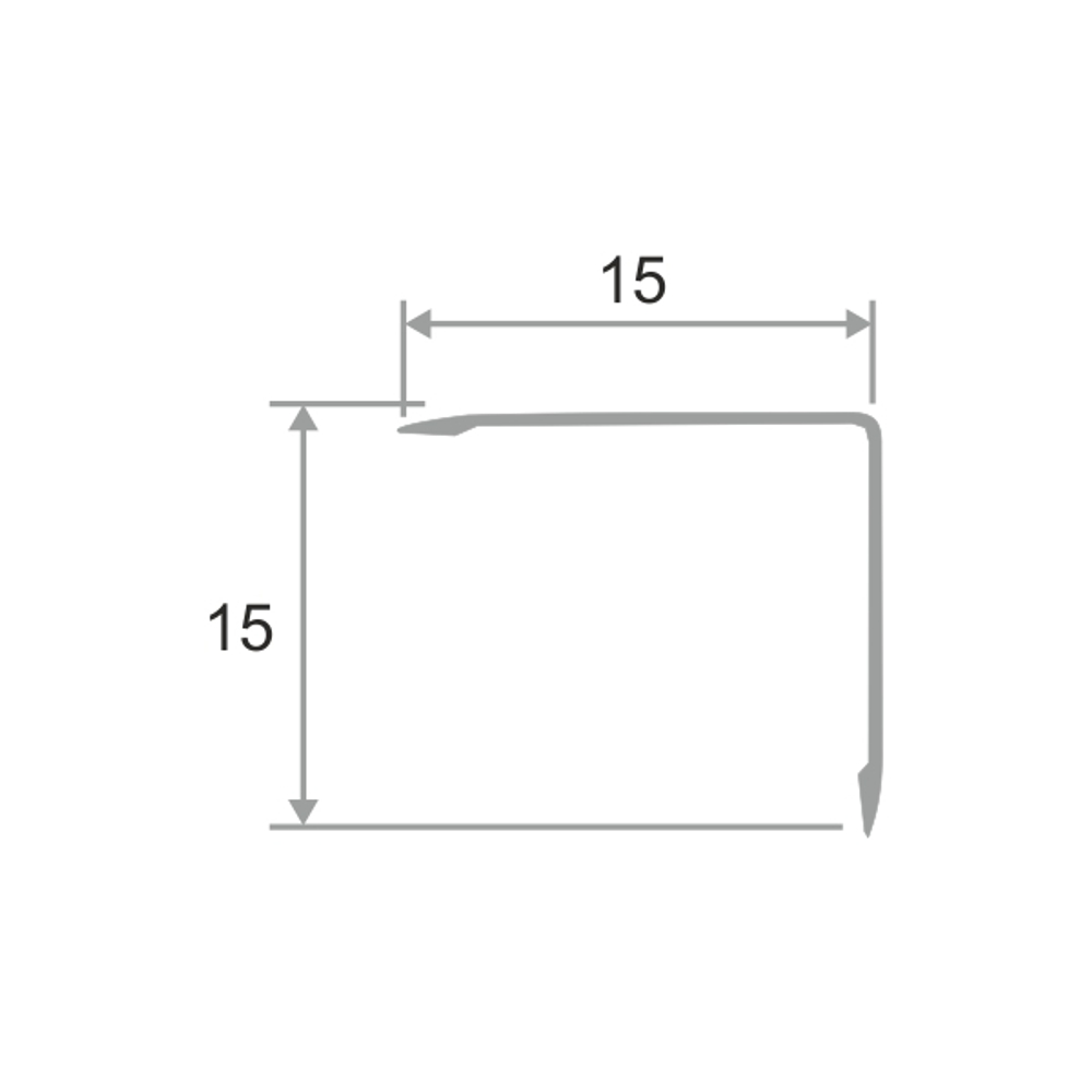 Алюминиевый угол без отверстий ПН-15х15 2700 мм
