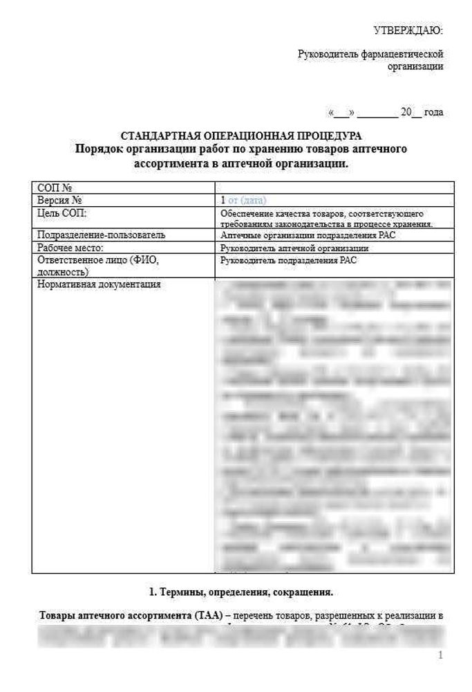 Сборник Стандартные операционные процедуры (СОП) для аптек