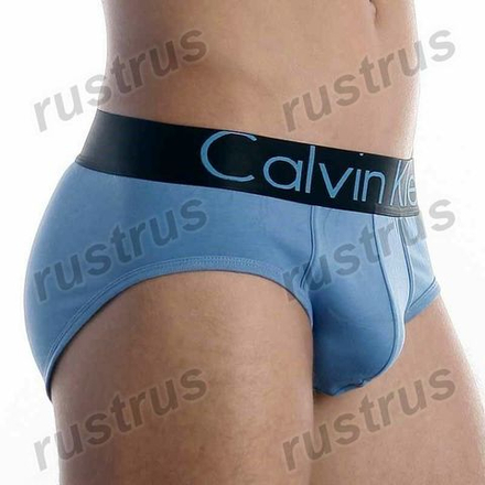 Мужские трусы брифы синие с черной резинкой Calvin Klein Mens Steel Black