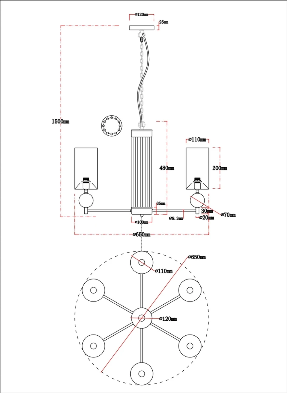 Подвесная люстра Arte Lamp MATAR A4027LM-6PB