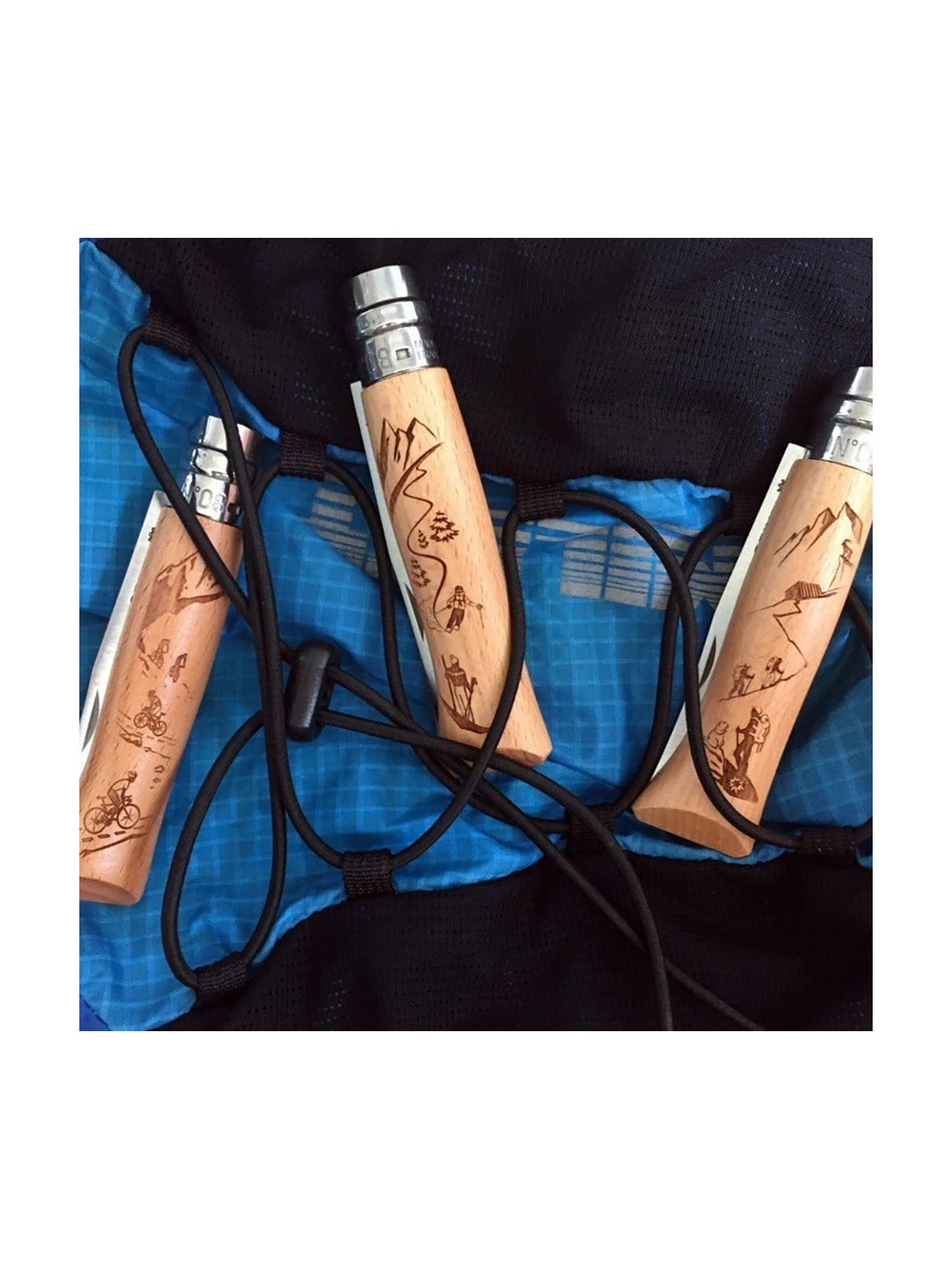 Нож Opinel №8 Alpine adventures, нержавеющая сталь, рукоять дуб, гравировка пеший туризм, 002186