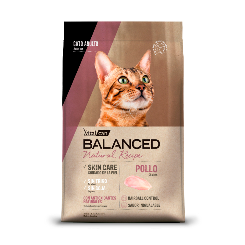 Сухой корм Vitalcan Balanced Cat Adult Natural Recipe с курицей для кошек, 3кг (Виталкан)